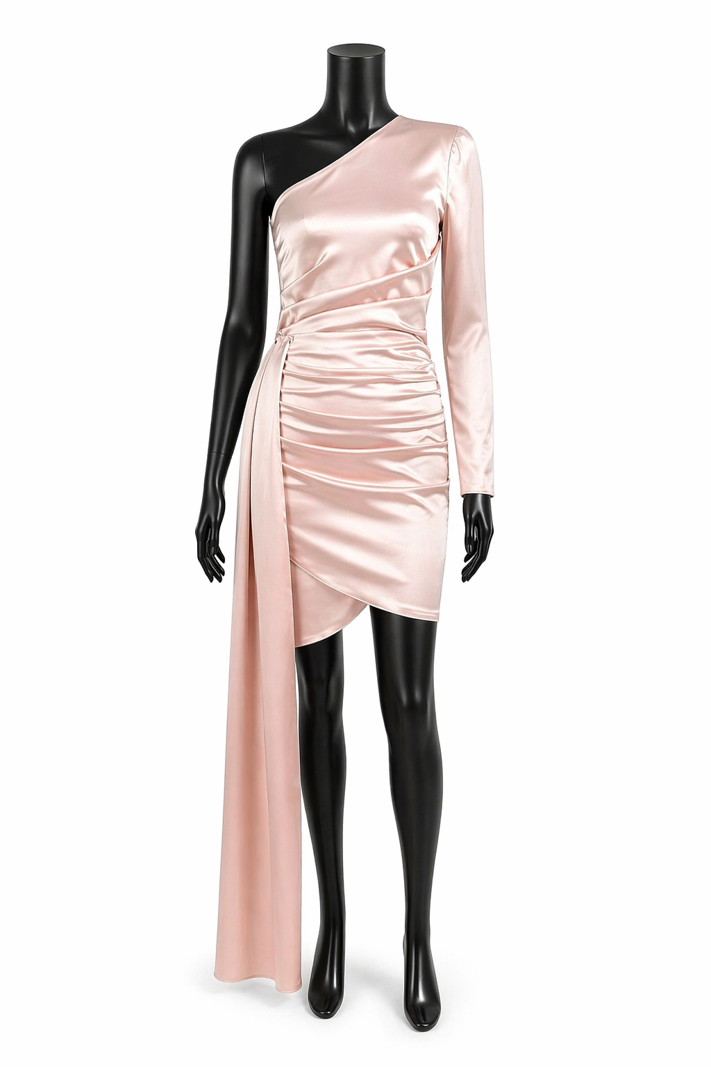 Rochie Satin Asimetrică „Blush Étoile”