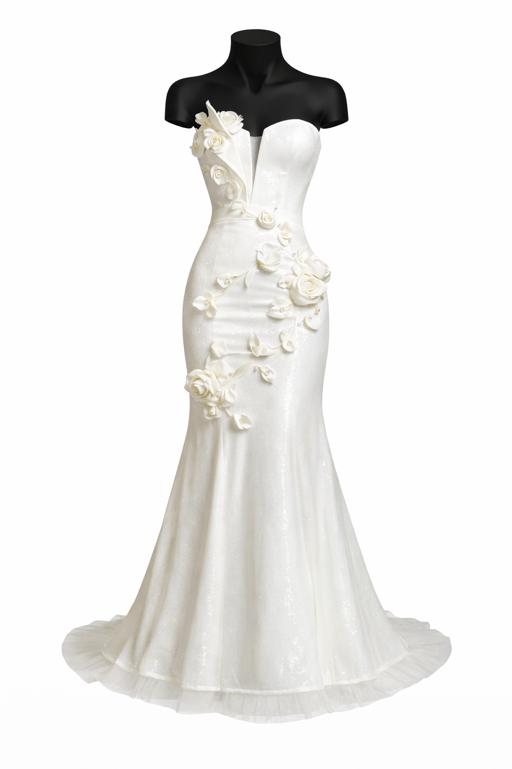 Rochie Mireasă Couture cu Aplicații Florale – Creată pe Măsură