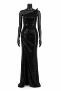 Obsidian Grace – Rochie de Seară din Paiete Negre
