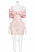 Blush Bloom – Rochie Elegantă Jacquard Roz