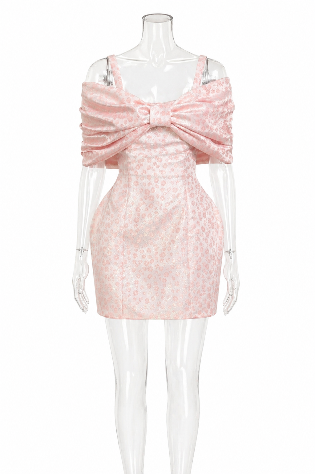 Blush Bloom – Rochie Elegantă Jacquard Roz